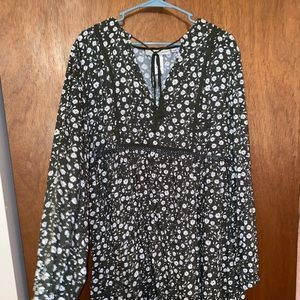 Flower printed long sleeve dress